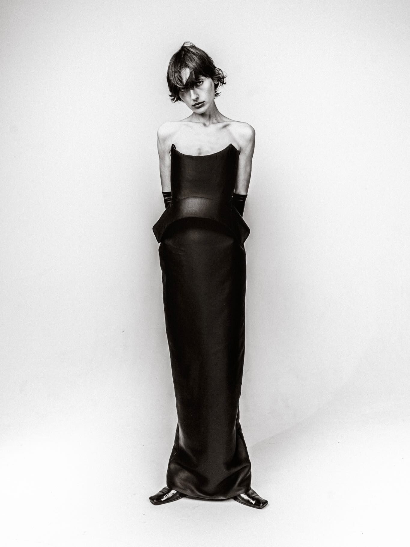 Black-and-white fashion portrait